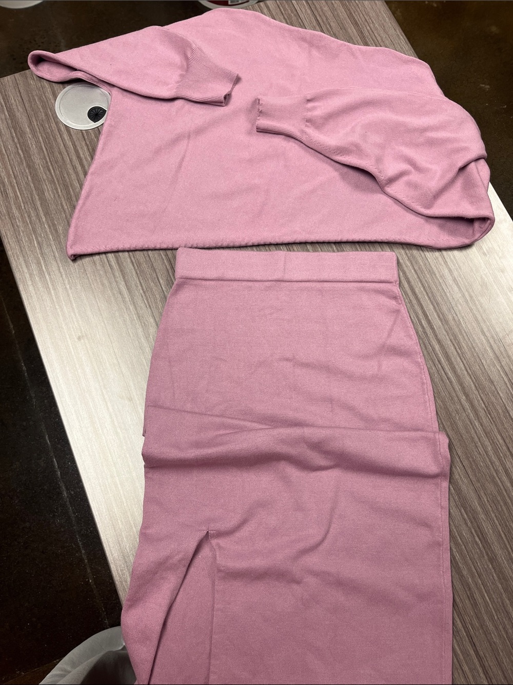 Mimosa Pink Women's Lightweight asimetrical Boatneck Sweater and skirt
sz S